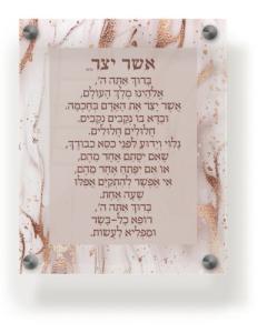 Acrylic Asher Yatzar Wall Frame Edos Mizrach 9.5x11.5" Rose Gold