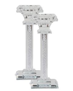 Crystal Square Candlestick With Silver Paper Filling