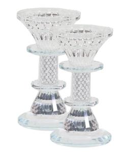 Crystal Candlestick With Silver Paper Filling 5"