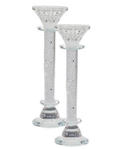 Crystal Candlestick With Silver Paper Filling 9.5"