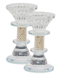 Crystal Candlestick With Gold Paper Filling 5"