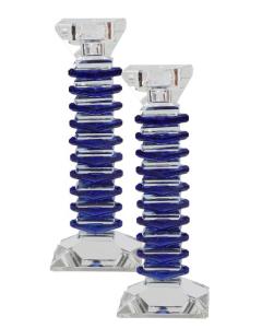 Blue & Clear Crystal Candle Sticks