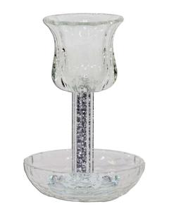 Crystal Kiddush Cup - Silver Filling With Square Leg