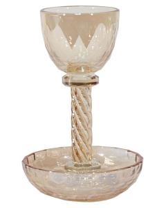 Crystal Gold Kiddush Cup With Tray 6"