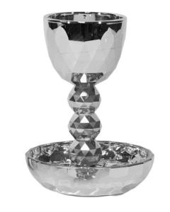 Crystal Silver Kiddush Cup With Tray Round Design - 5.5"