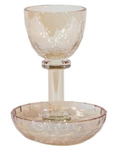 Crystal Gold Kiddush Cup With Tray 5.5"