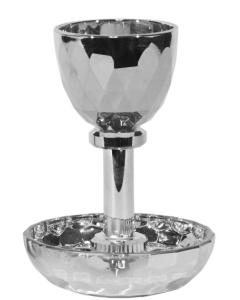Crystal Silver Kiddush Cup With Tray 5.5"