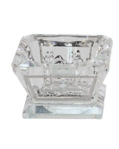 Clear Crystal Salt/Honey Holder - With Silver Metal