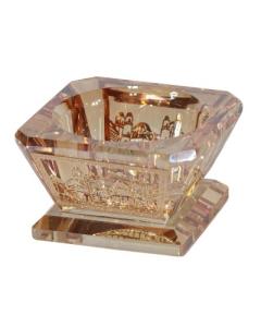 Gold Crystal Salt/Honey Holder - Gold Metal