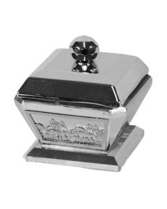 Silver Crystal Salt/Honey Holder With Lid - Silver Metal