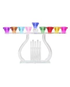 Crystal Menorah With Colored Cups