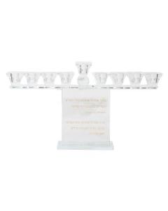 Crystal Menorah With Clear Cups - Blessing Engraved