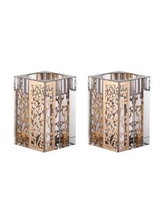 Set Of Crystal Leaves Design Tealight Candle Holders