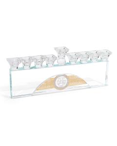 Crystal Menorah with Silver & Gold Plates