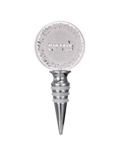 Crystal Wine Bottle Cork "L'Chaim" Silver Plates