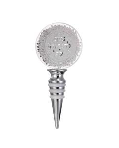 Crystal Wine Bottle Cork "Tov Lehoides L'Hashem" Silver Plates
