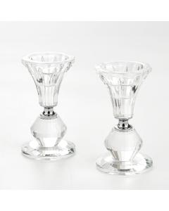 Set of 2 Crystal Candlesticks 4" H