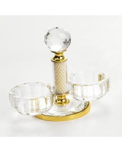 Crystal Salt Holder - Gold Plated with Pearls