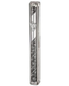 Transparent Plastic Mezuzah With Rubber Cork 15 Cm- With The Letter Shin And Plaque