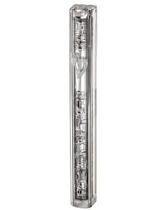 Transparent Plastic Mezuzah With Rubber Cork 20 Cm- With The Letter Shin And Plaque