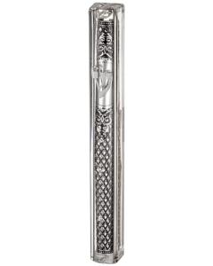 Transparent Plastic Mezuzah With Rubber Cork 20 Cm- With The Letter Shin And Plaque