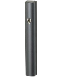 Aluminum Mezuzah With Metal Shin 12 Cm- Gray
