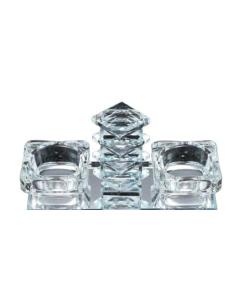 Clear Crystal Salt Holder with Square Holders