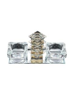 Clear & Colored Crystal Salt Holder with Square Holders