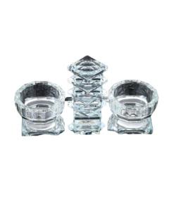 Clear Crystal Salt Holder with Round Holders