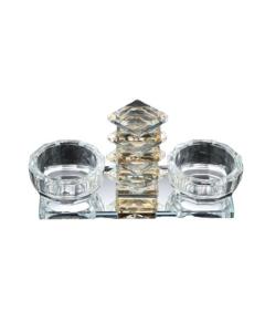 Clear & Colored Crystal Salt Holder with Round Holders