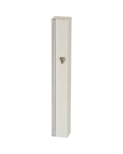 Aluminum Mezuzah Holder 15 cm - white & silver strip