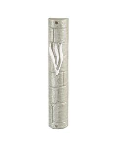 Painted Plastic "Kotel" Mezuzah Cover with Rubber Cork  (Gray)