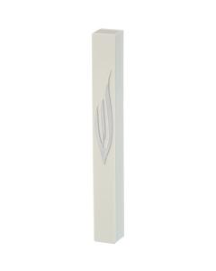 White Plastic Mezuzah 15 cm - Silver SHIN with Rubber Cork