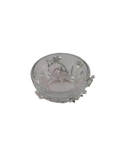 Single Crystal Salt Dish with Silver Leaf Brass 3"