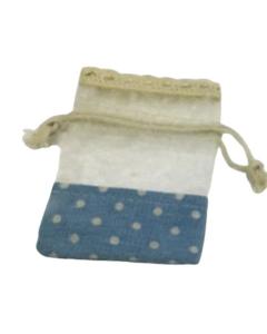 Organza Bag with Linen and Dots Blue - 6 Pieces