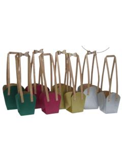 Cardboard Bag with Long Handles - Maroon