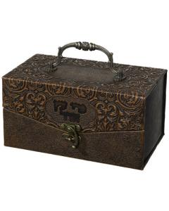 Faux Leather Etrog Box Metal Handle & Lock - "Decorations"