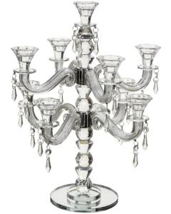 Crystal 9 Branch Candlesticks 24"