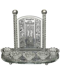 Crsytal Candlesticks 5 Candles With Laser Cut Metal Plaque 25 cm