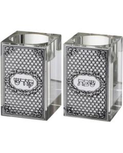 Crystal Candlesticks 8 Cm With Metal Plaque- Kotel