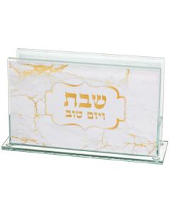 Glass Matches Holder with Print - Gold Marble Design