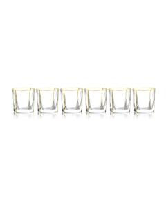 6 Crystal Glasses with Gold Design