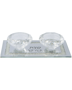 Crystal Candlesticks with Decorative Stones