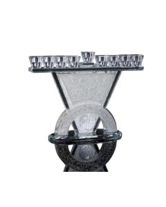 Crystal Menorah Branches with Jerusalem - Silver Plate