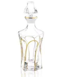 Glass Wine Decanter with offset Gold Design