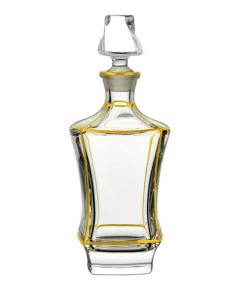Glass Wine Decanter with Gold Design - Thick Bottom