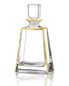 Glass Wine Decanter with Gold Design - Trapezoid-Shaped