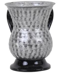 Washing Cup Stainless Steel Silver With Black Handles & Stem