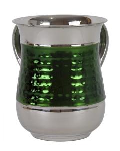 Washing Cup Stainless Steel Green Hammered
