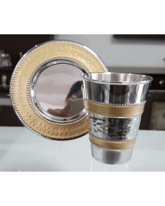 Kiddush Cup Set Hammered & Gold